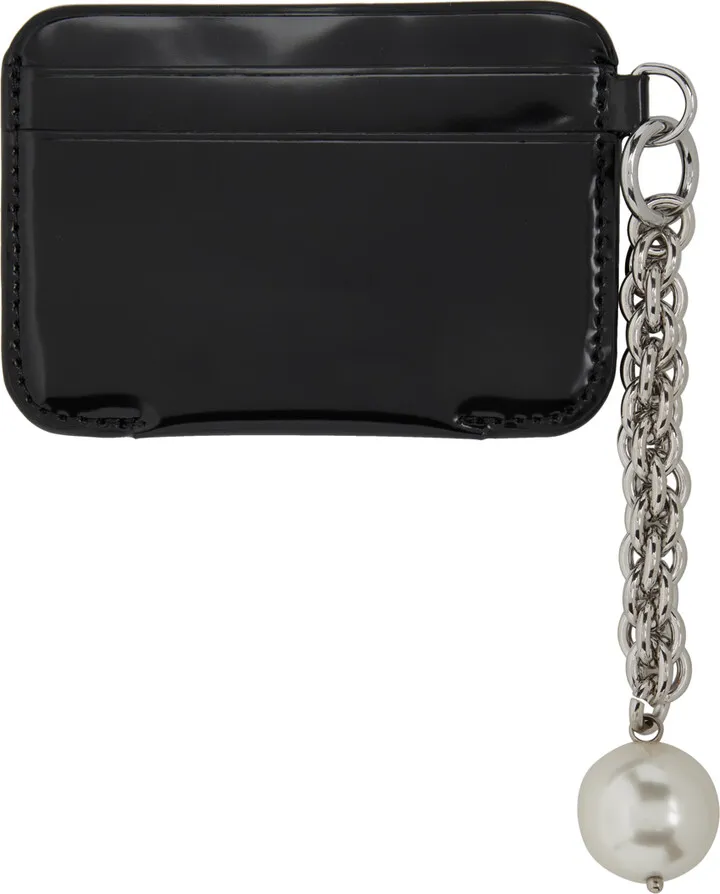 Simone Rocha Black Pearl Chain Card Holder