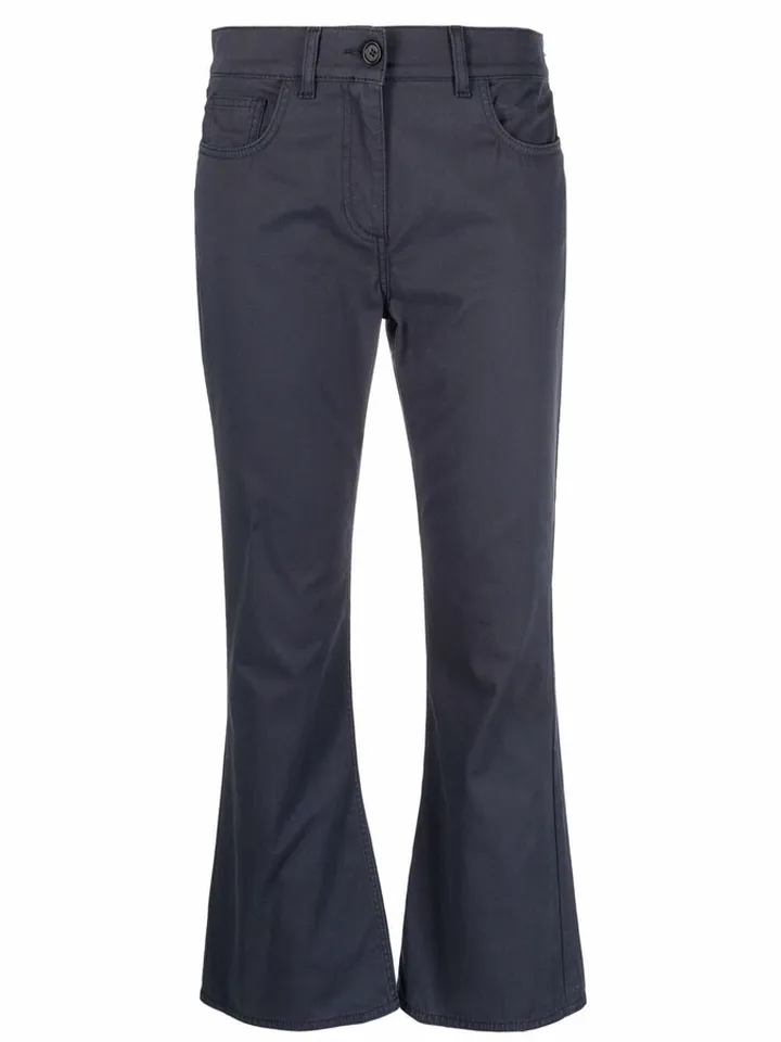 Flared Cropped-Leg Trousers