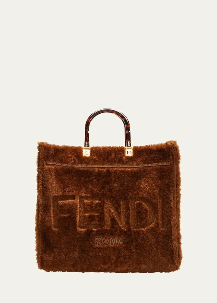 Sunshine Montone Medium Shearling Shopper Tote Bag