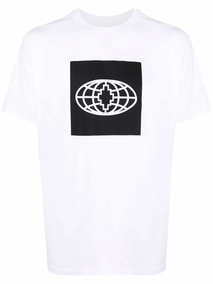 globe-print organic cotton T-shirt