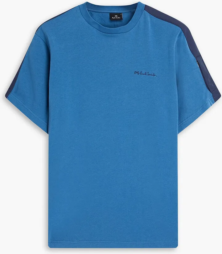 Shell-paneled cotton-jersey T-shirt