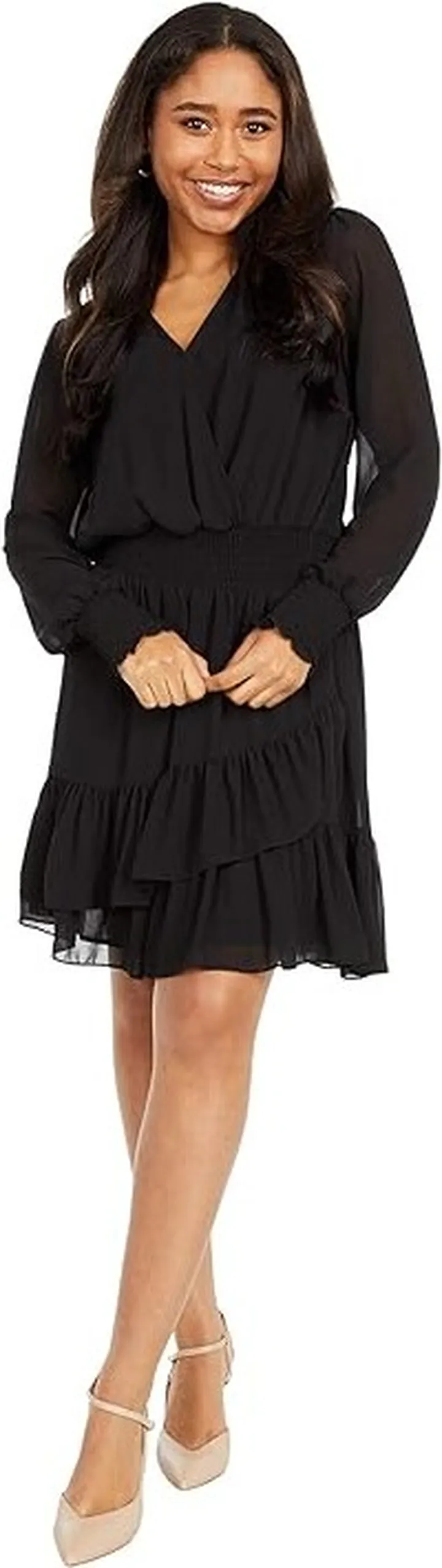 MICHAEL Michael Kors Solid Ruffle Dress (Black) Women's Dress