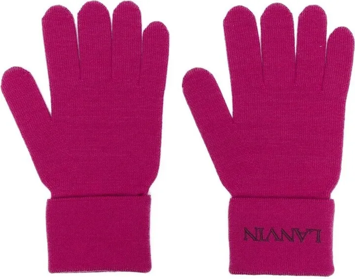Logo-Embroidery Wool Gloves