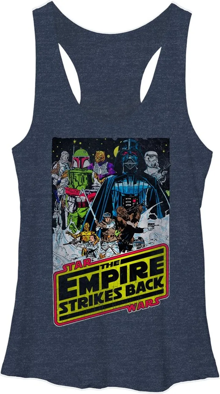 Women's Star Wars Movie Poster Racerback Tank Top - Navy Heather - Large
