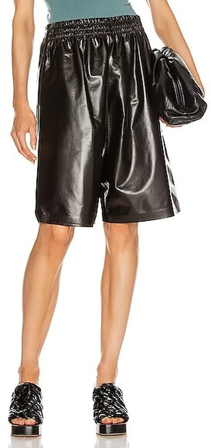 Bottega Veneta Leather Bermuda Short in Brown