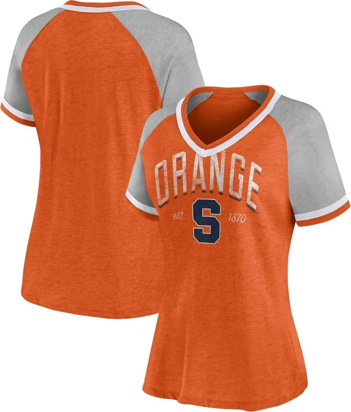 NCAA Syracuse Orange Women's Gray V-Neck Raglan T-Shirt - M