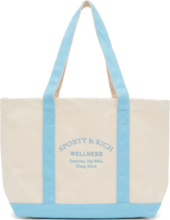 Sporty & Rich White & Blue Wellness Studio Tote