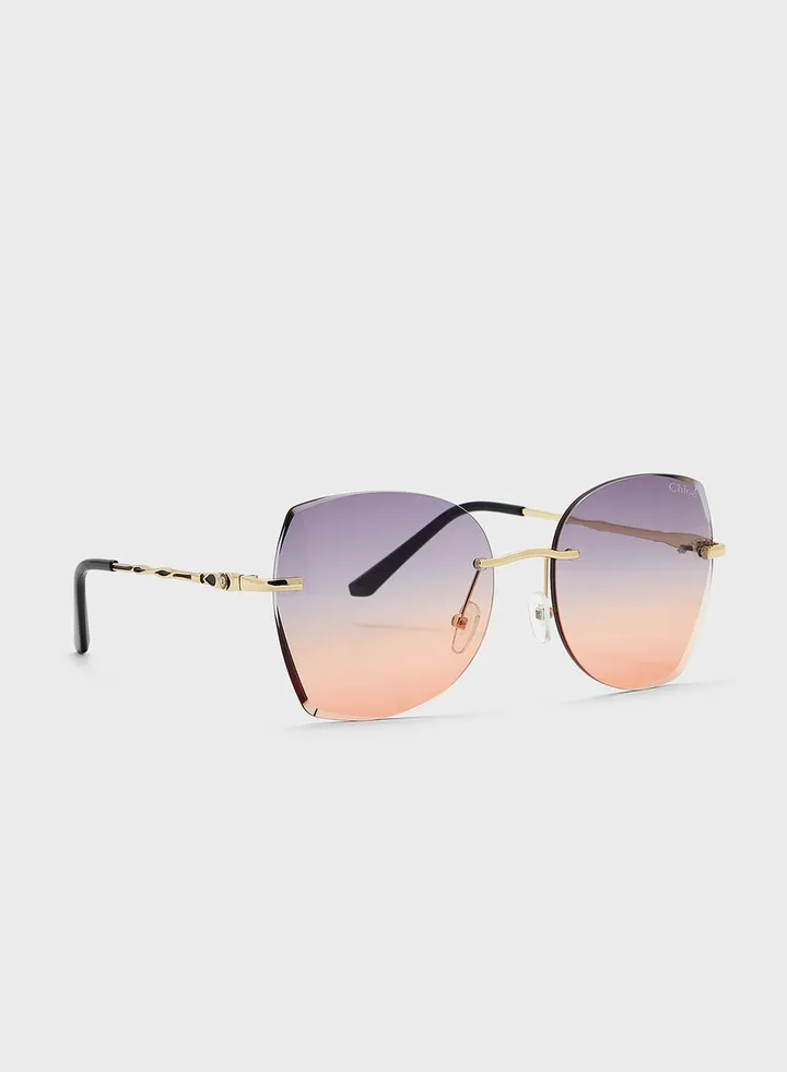 Oversized Rimless Sunglasses