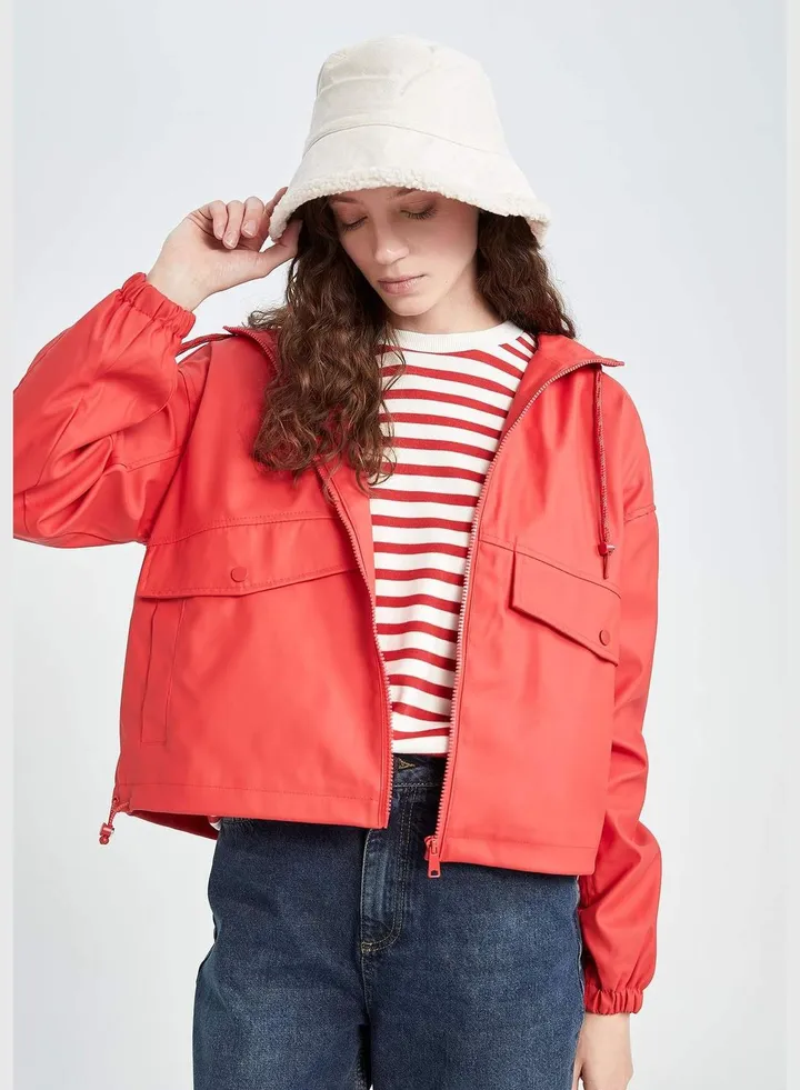 Woman Hooded Raincoat