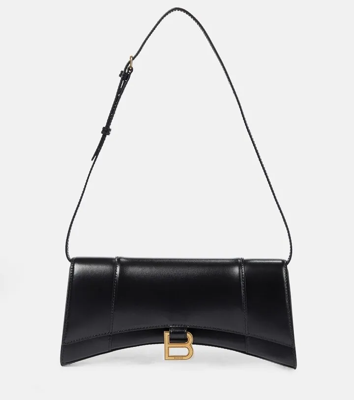 Stretched Hourglass leather shoulder bag