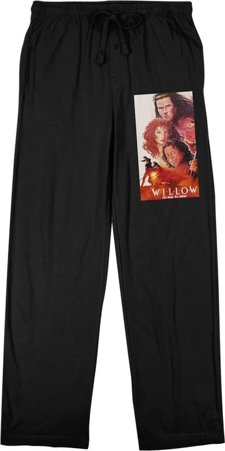 Willow Characters Poster Men’s Black Sleep Pajama Pants-Large