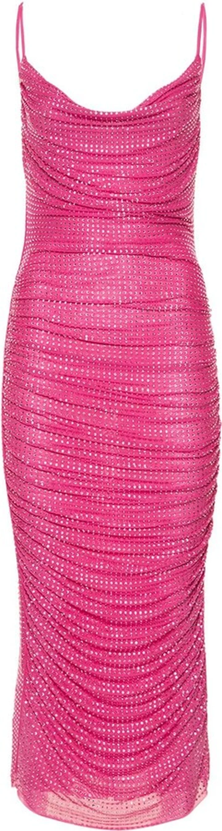 Pink hotfix mesh midi dress