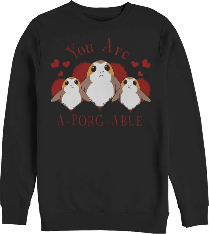 Men's Star Wars Valentine's Day You Are A-Porg-Able Sweatshirt - Black - Small