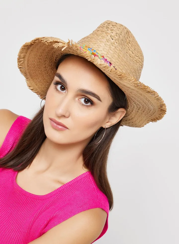 Multicolor Tassel Detail Fedora Hat