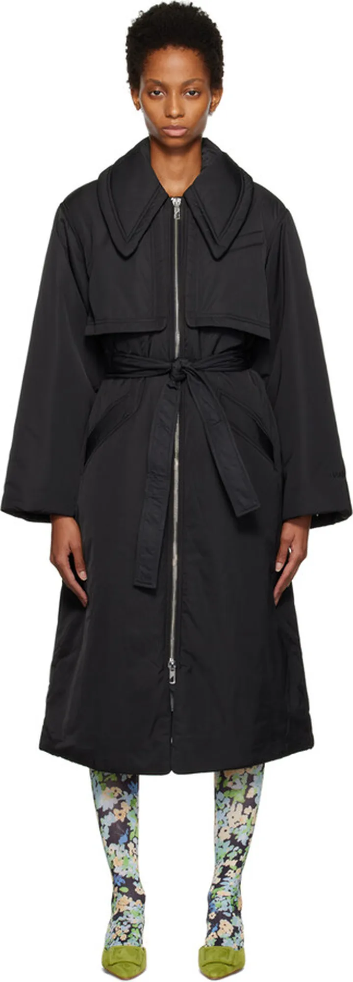 GANNI Black Shiny Puff Insulated Coat