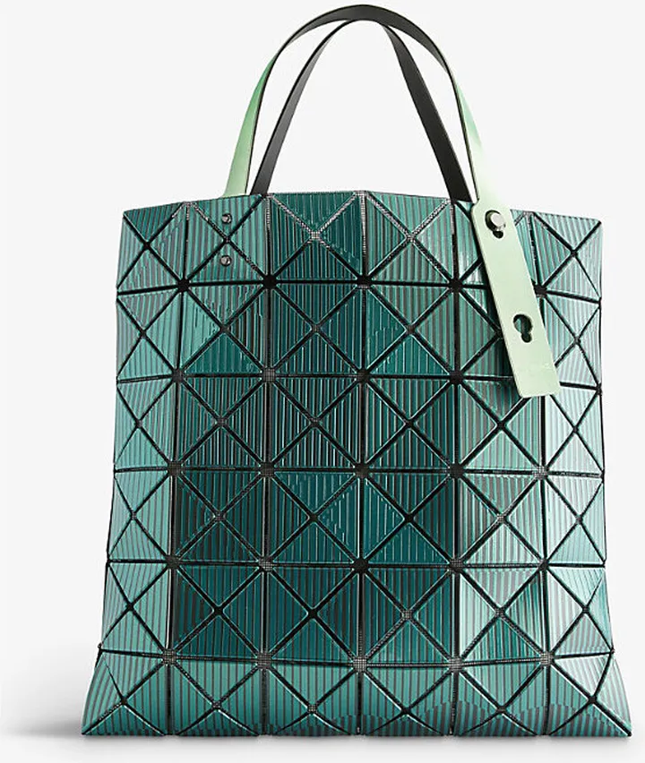 Womens Green Streak Embossed Geometric Pvc Tote bag