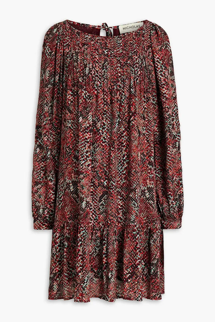 Devan gathered snake-print crepe mini dress