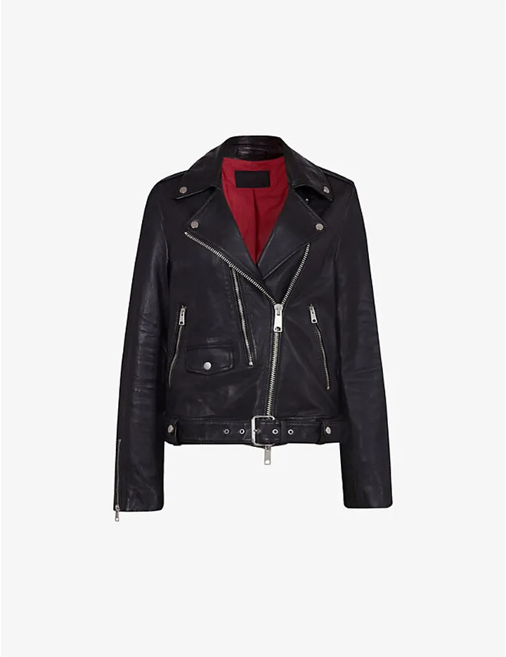ens Black Dren Leather Biker Jacket