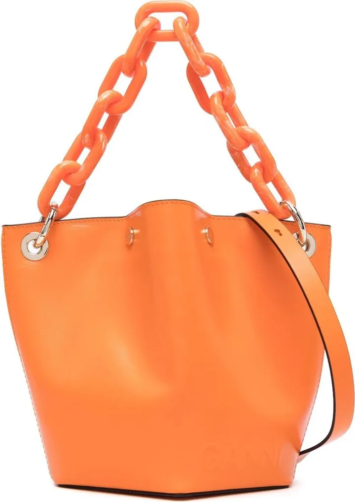 Orange Chain Link Detail Bucket Bag