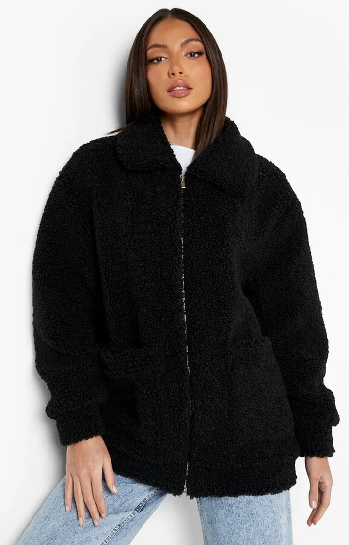 Tall Teddy Faux Fur Bomber Jacket