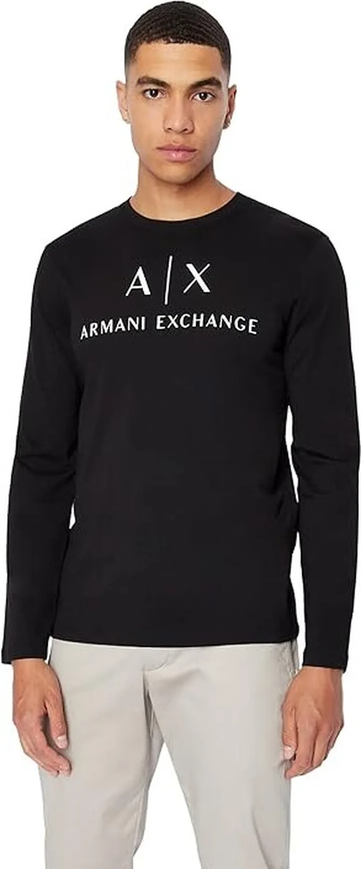 Armani Exchange AX Logo Long Sleeve T-Shirt (Black) Men's Clothing