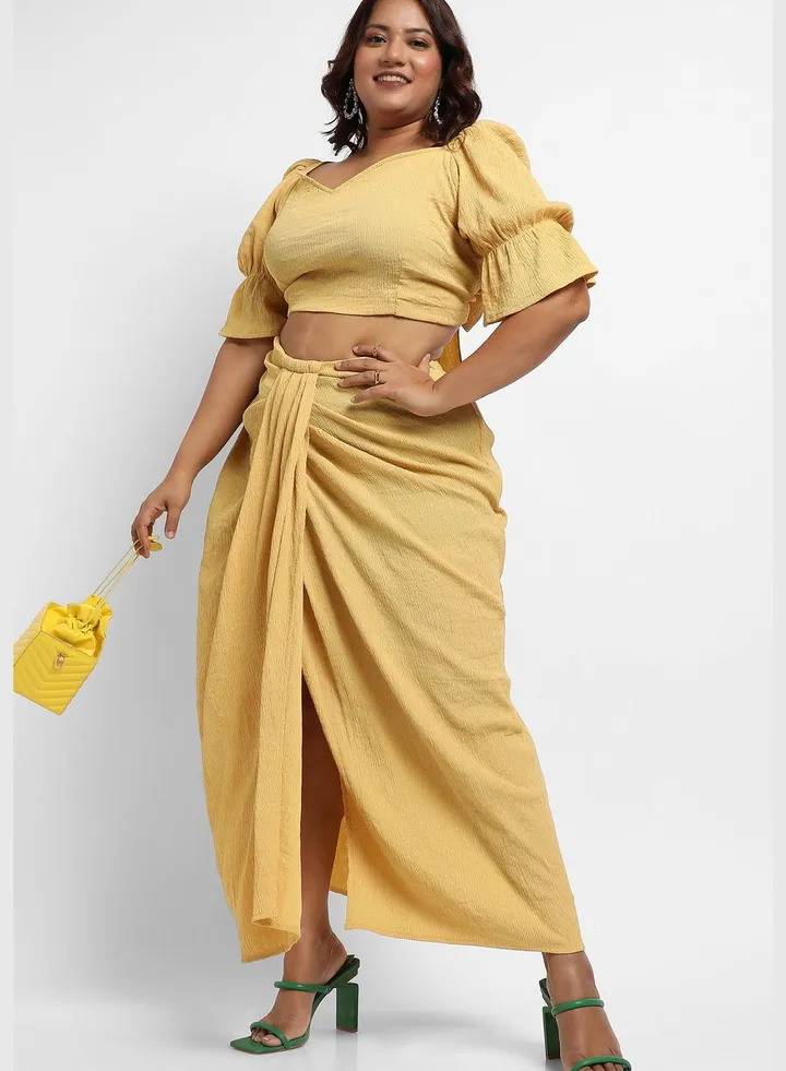 Solid Sweetheart Neck Puff Sleeve Top and Dress Set