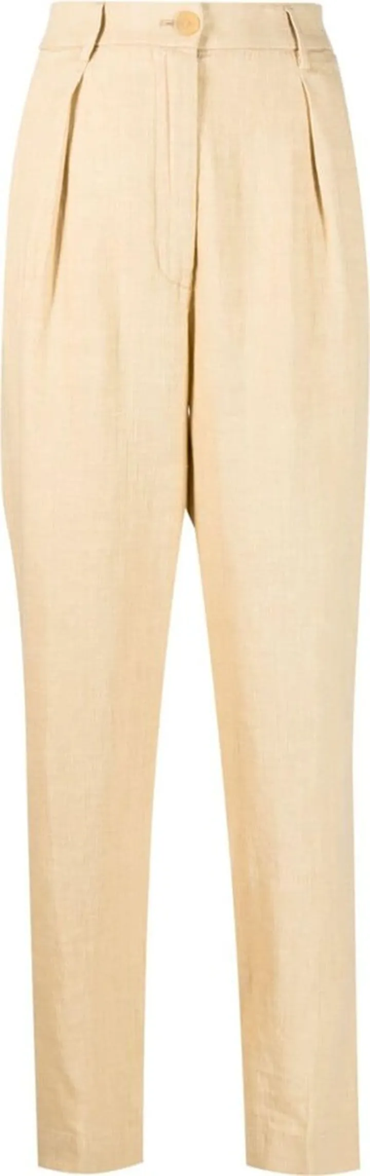 High-Waisted Linen Trousers
