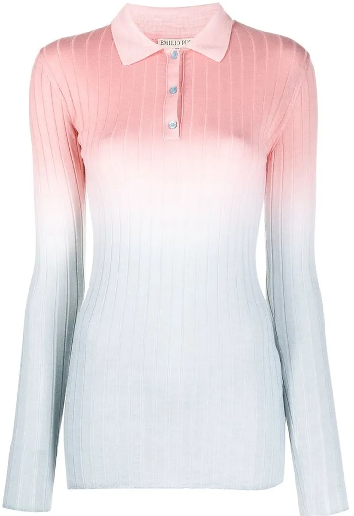 Ombre Ribbed Polo Shirt