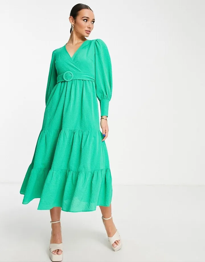 Y.A.S belted tiered maxi dress in bright green