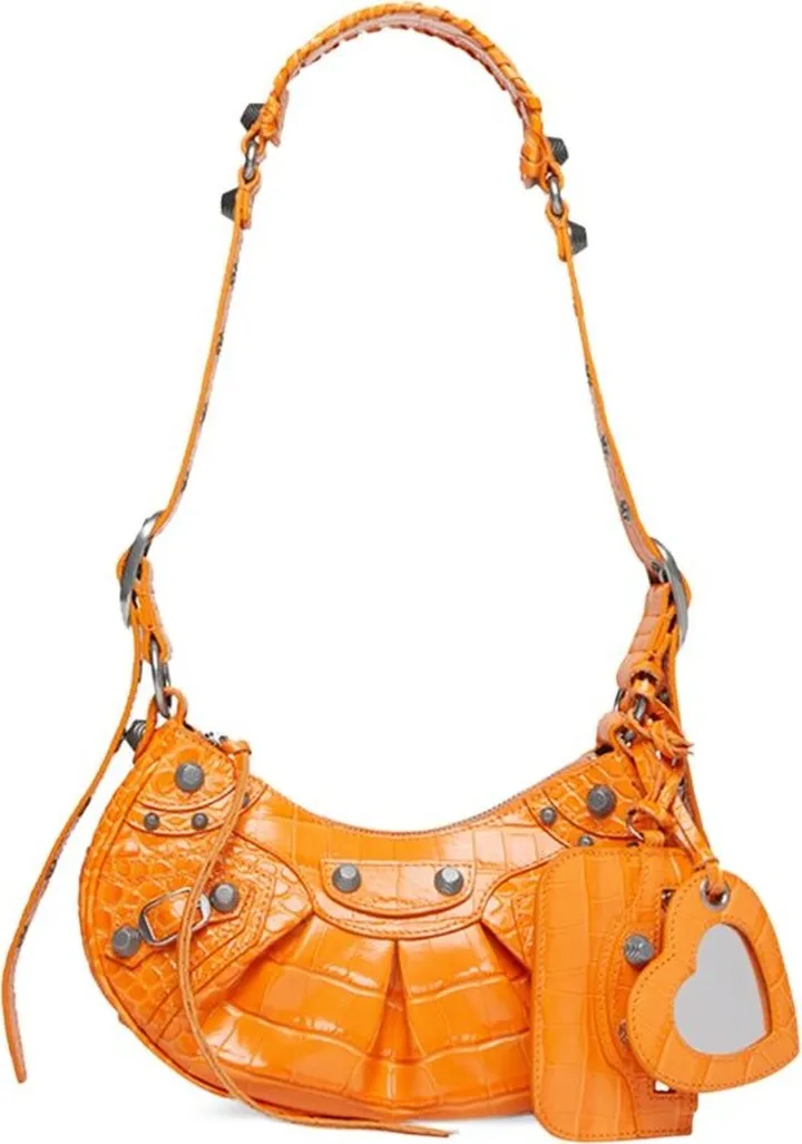 Balenciaga Xs Croc-Embossed Le Cagole Shoulder Bag