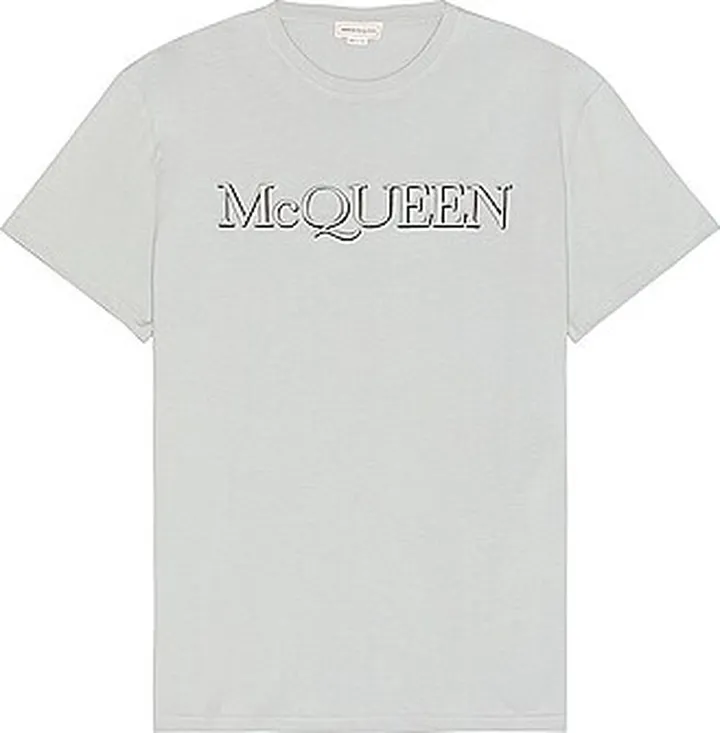 Alexander McQueen Logo Embroidered T-shirt in Grey
