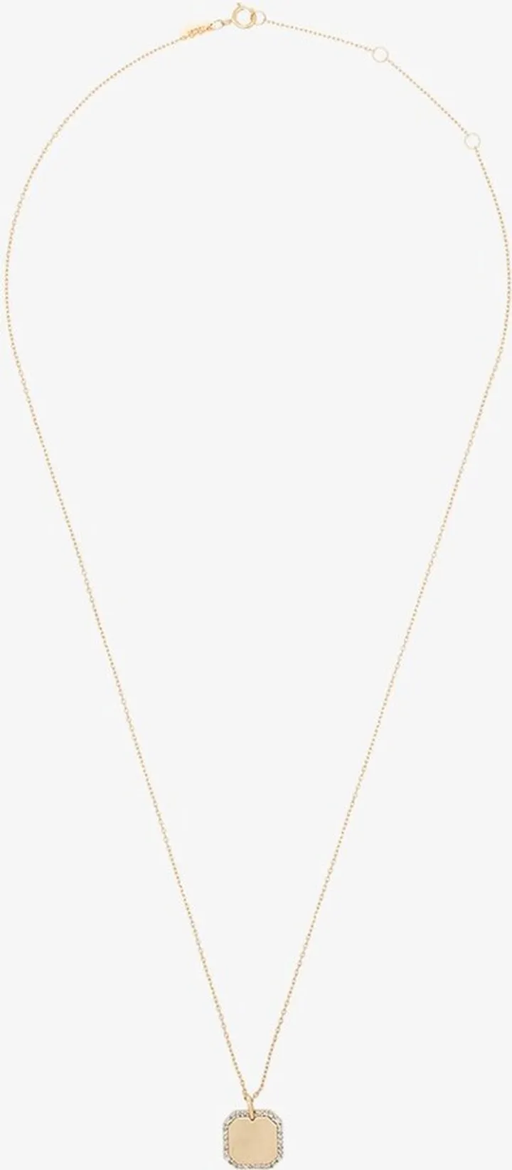 14K Yellow Gold Dog Tag Diamond Necklace