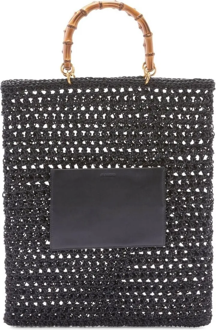 Woven Bamboo-Handle Tote Bag