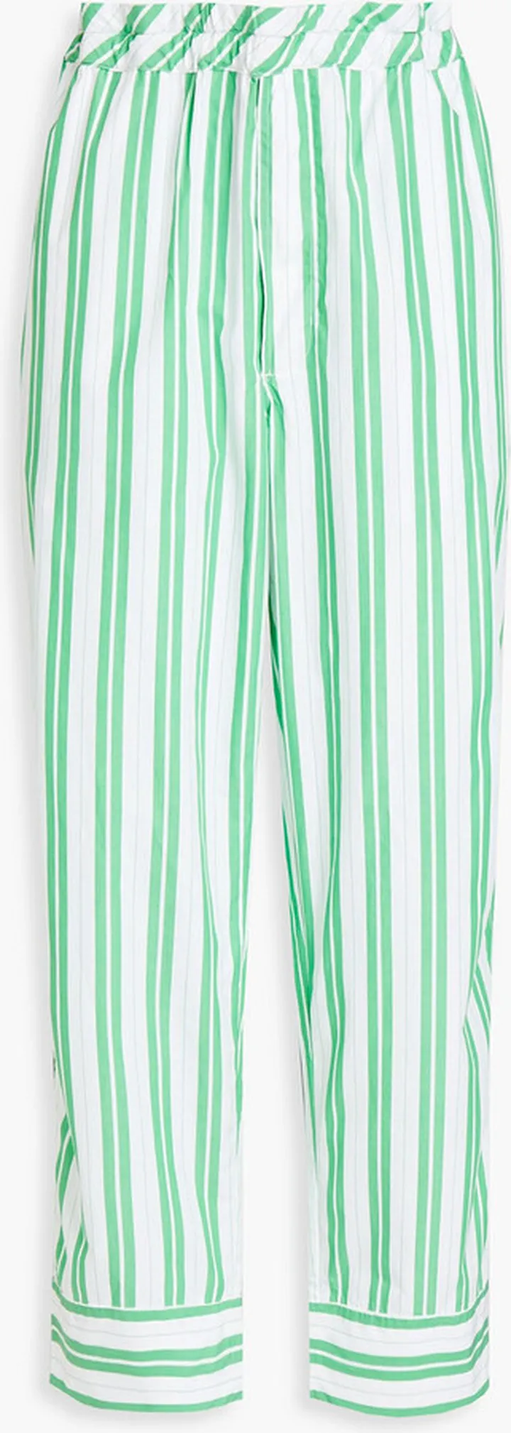 Striped cotton-poplin wide-leg pants