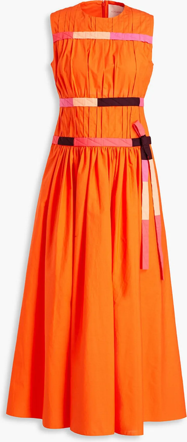Pintucked cotton-poplin midi dress