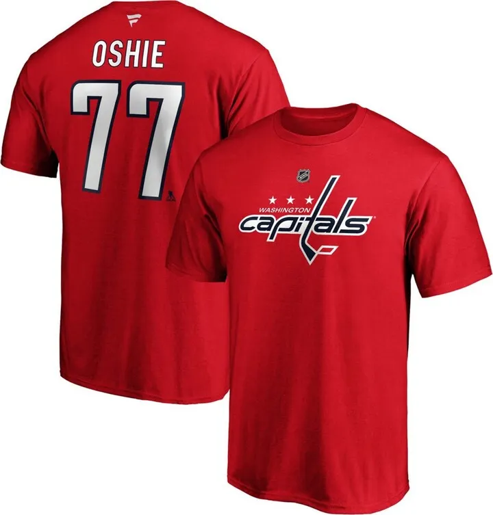 Men's Tj Oshie Red Washington Capitals Team Authentic Stack Name and Number T-shirt