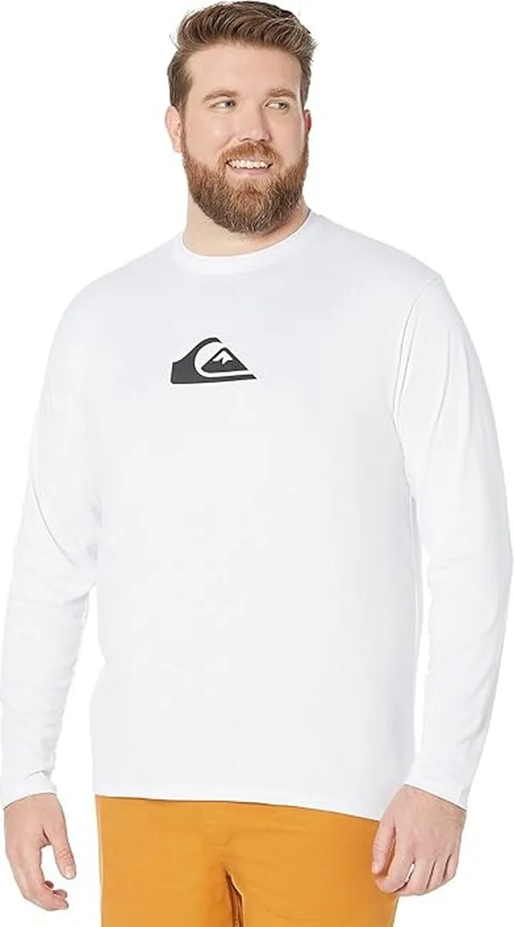 Quiksilver Solid Streak Long Sleeve Surf Tee (White 2) Men's Swimwear
