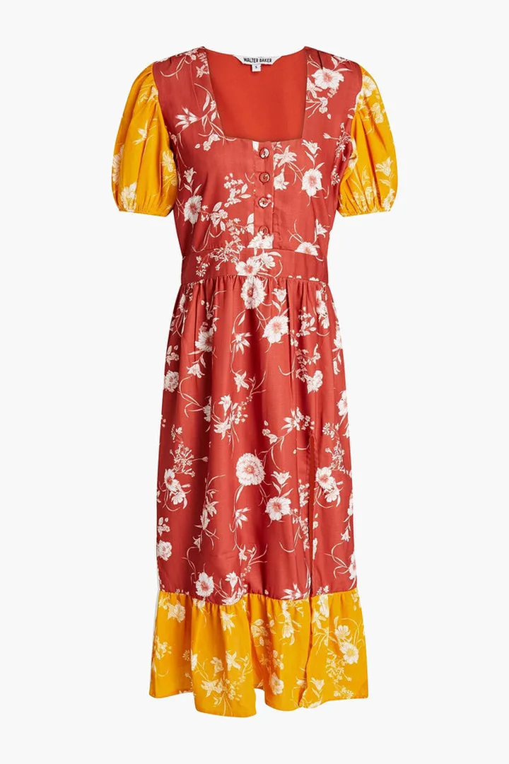 Cara floral-print crepe de chine midi dress