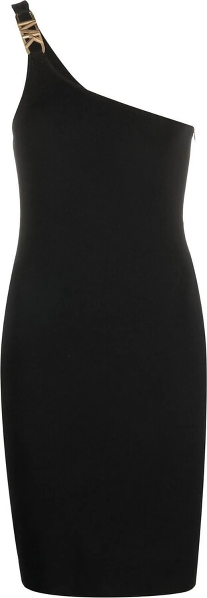Logo-Plaque One-Shoulder Fitted Dress