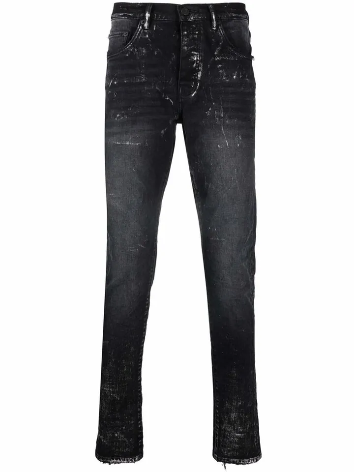 Paint Splatter-Print Skinny-Cut Jeans