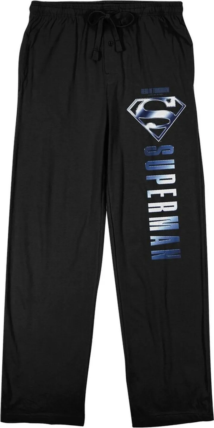 Superman Classic Logo Men’s Black Graphic Sleep Pants-XXL