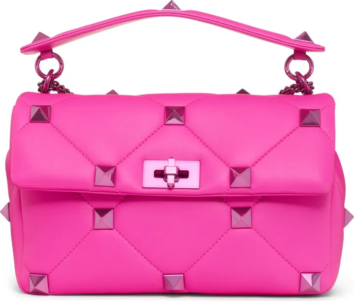 Large Roman Stud Leather Shoulder Bag