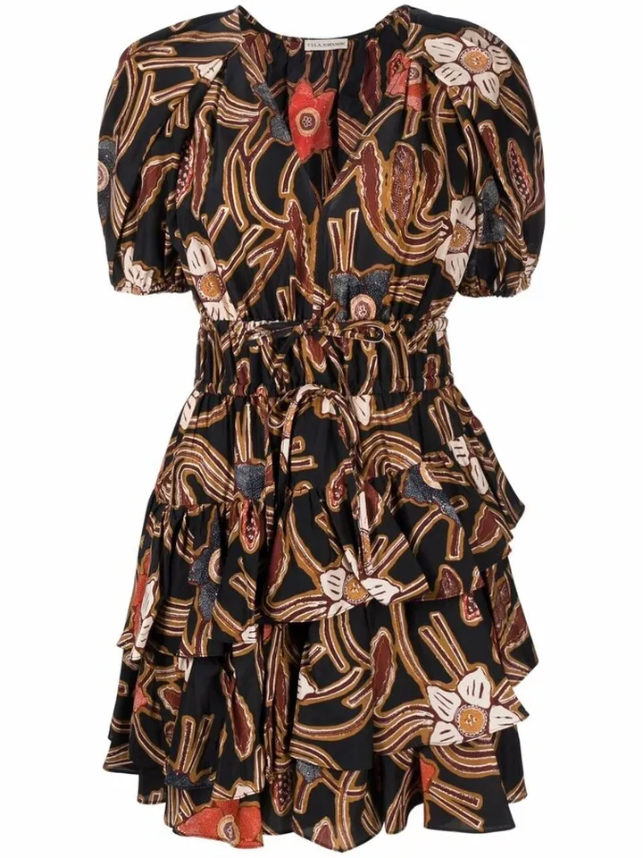 Farah ruffled silk minidress