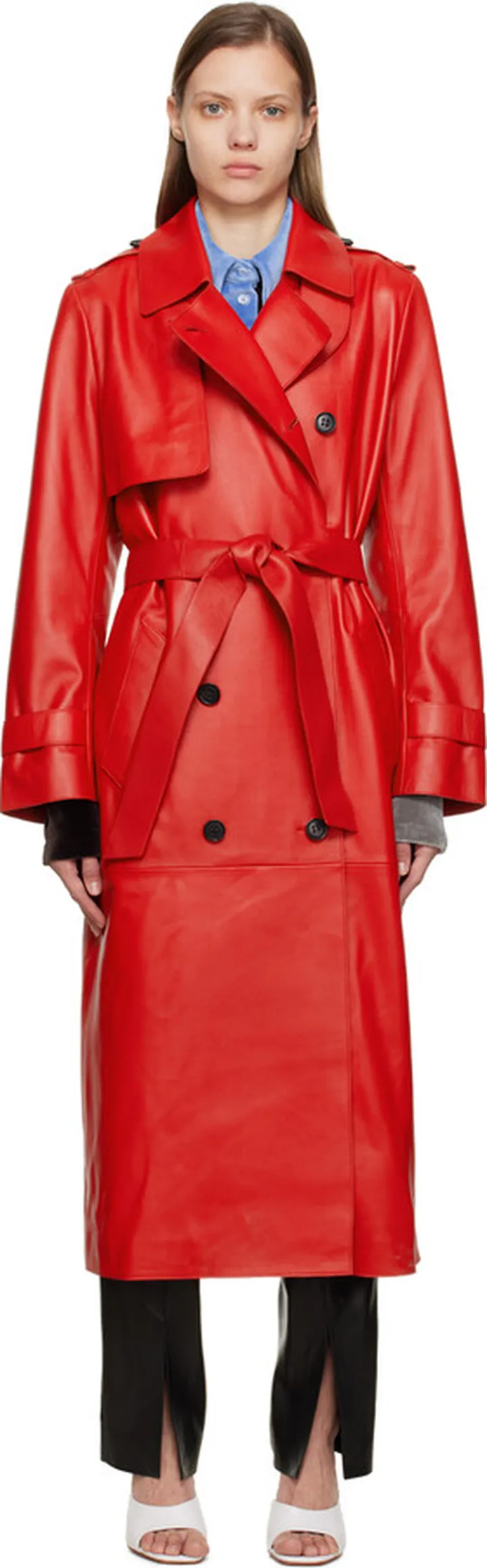 Mackage Red Gael Leather Tench Coat