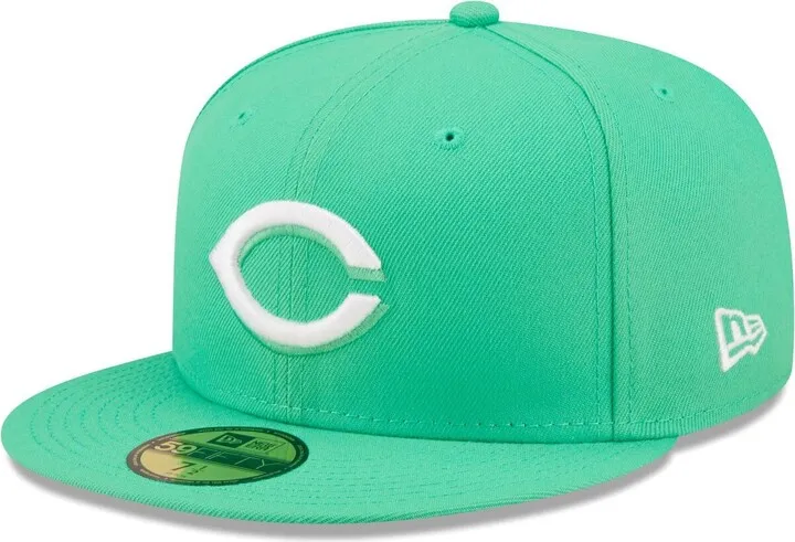 Men's New Era Island Green Logo White Cincinnati Reds 59FIFTY Fitted Hat