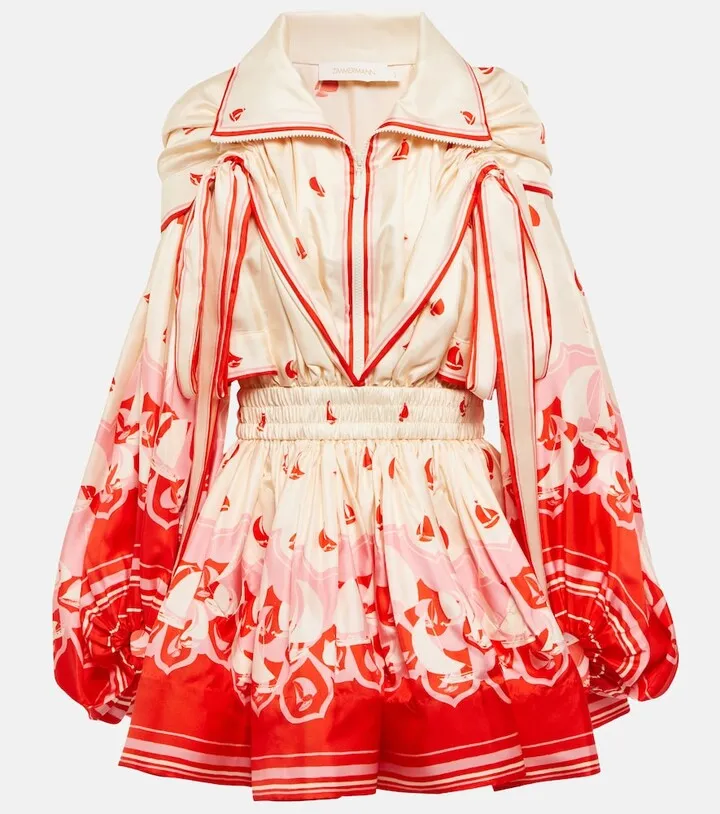 High Tide Billow hooded silk minidress