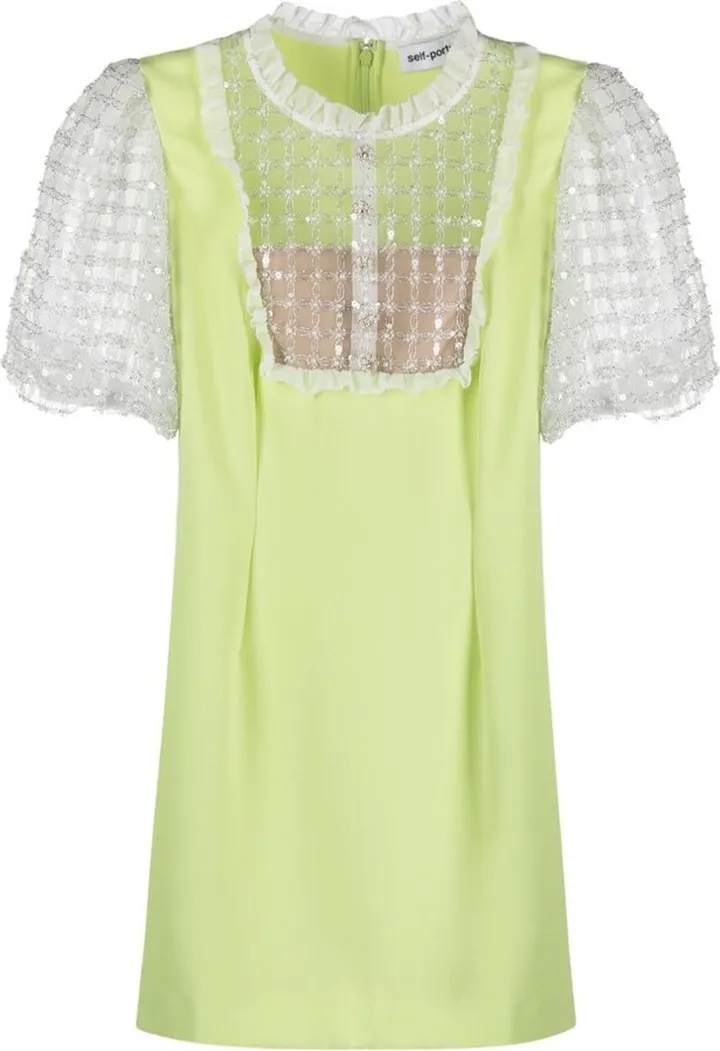 Tulle-Panel Embellished Minidress