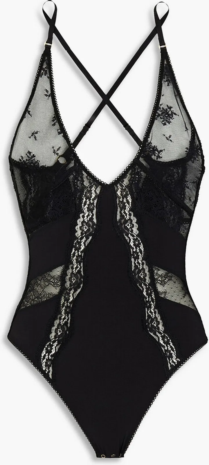 Lace-paneled stretch-jersey bodysuit