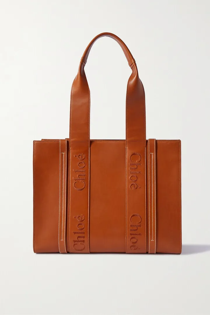 Chloé - Woody Medium Embroidered Leather Tote - Brown