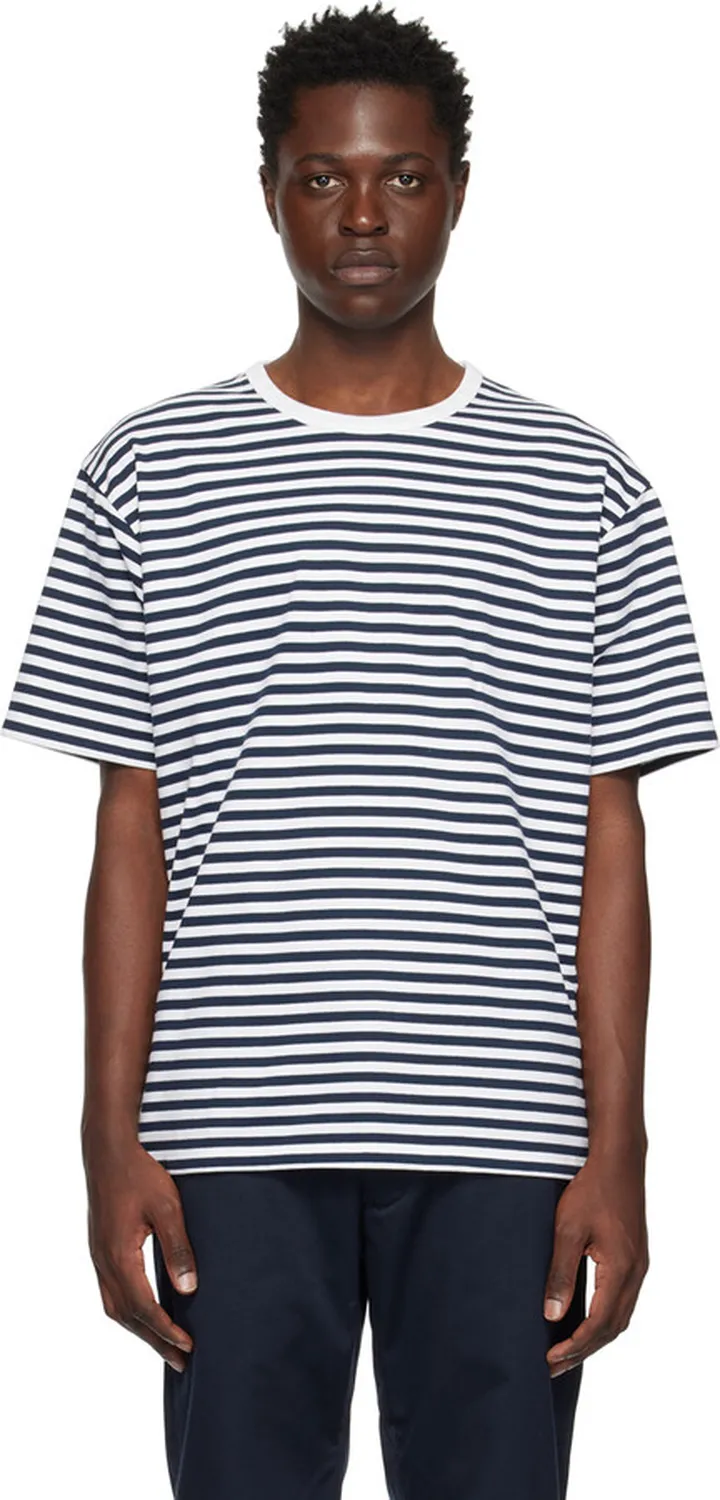 Nanamica Navy & White Striped T-Shirt